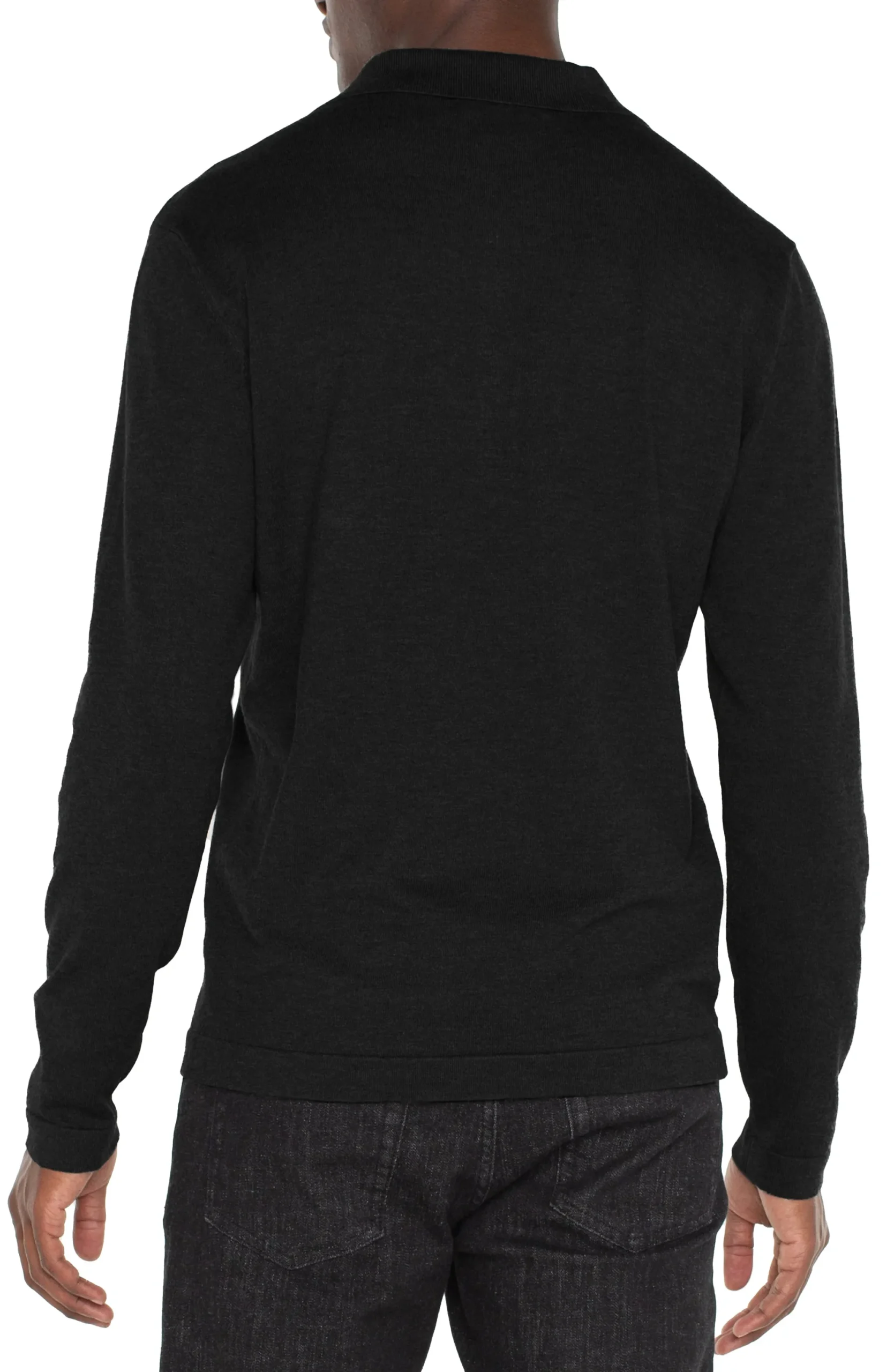 Shirts-Liverpool Los Angeles LONG SLEEVE KNIT POLO Black