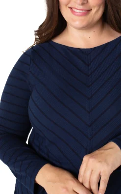 Tops-Liverpool Los Angeles LONG SLEEVE MITER KNIT TOP Darknavystripe