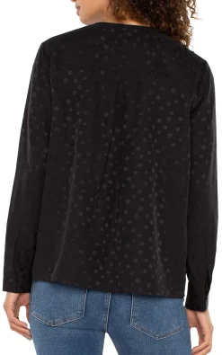 Tops-Liverpool Los Angeles LONG SLEEVE POPOVER WOVEN BLOUSE Blackdot