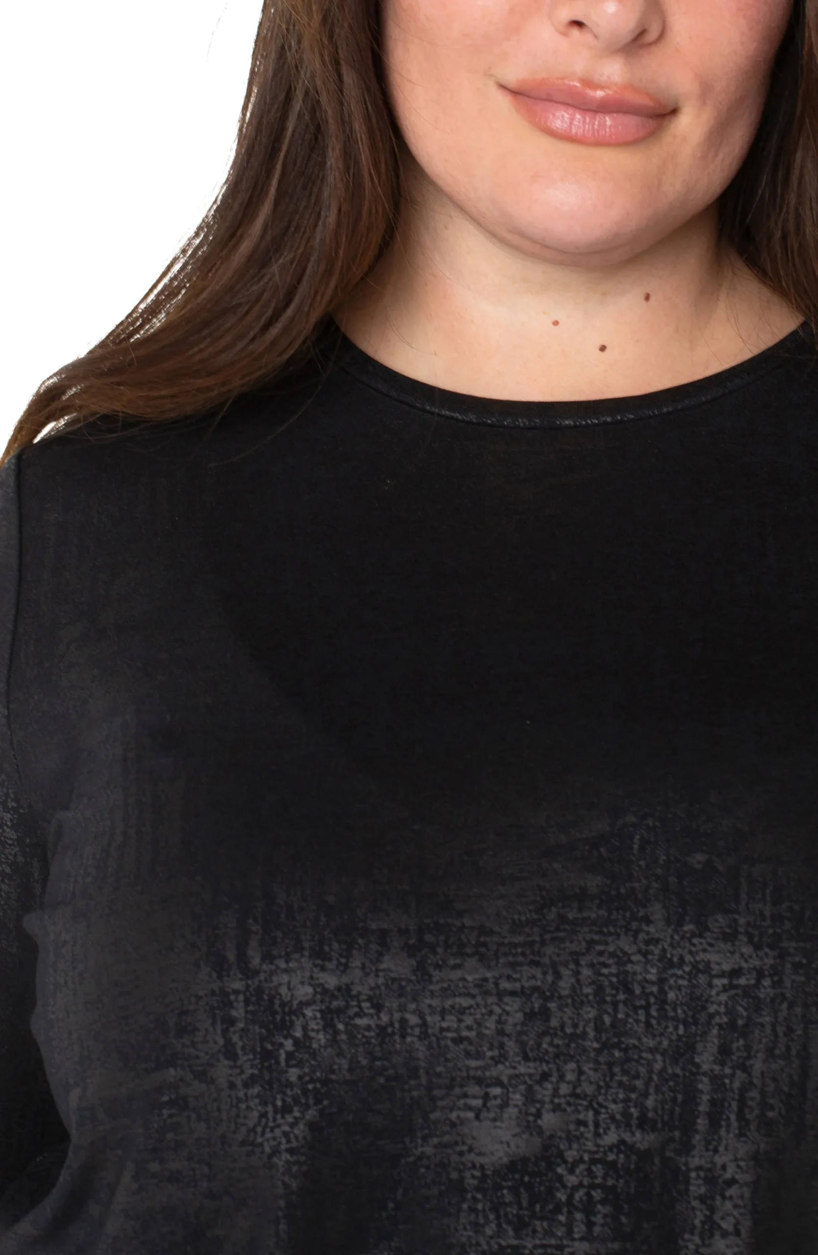 Tops-Liverpool Los Angeles LONG SLEEVE SCOOP NECK KNIT TOP Distressedblack
