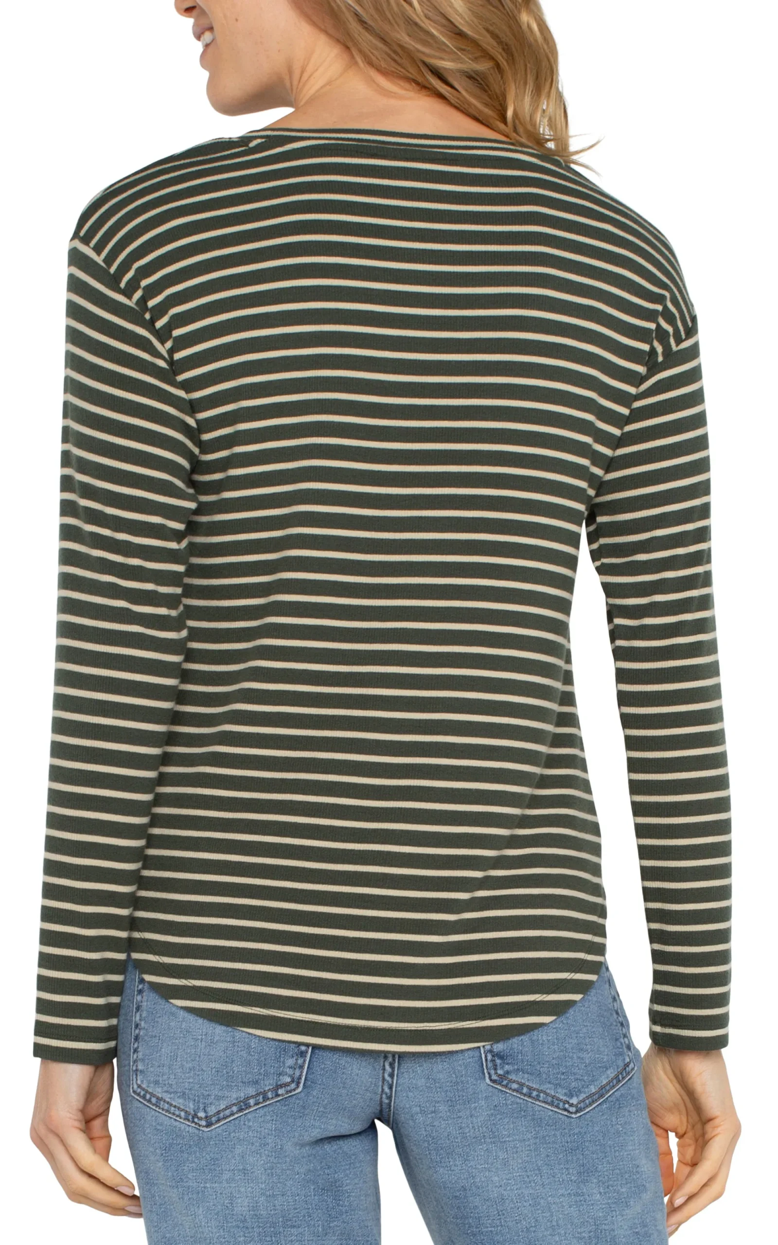 Tees-Liverpool Los Angeles LONG SLEEVE SCOOP NECK TOP Mossgreenstripe