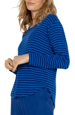 Tees-Liverpool Los Angeles LONG SLEEVE SCOOP NECK TOP Bluetopazstripe