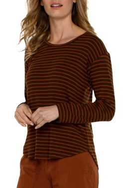 Tees-Liverpool Los Angeles LONG SLEEVE SCOOP NECK TOP Turmericstripe