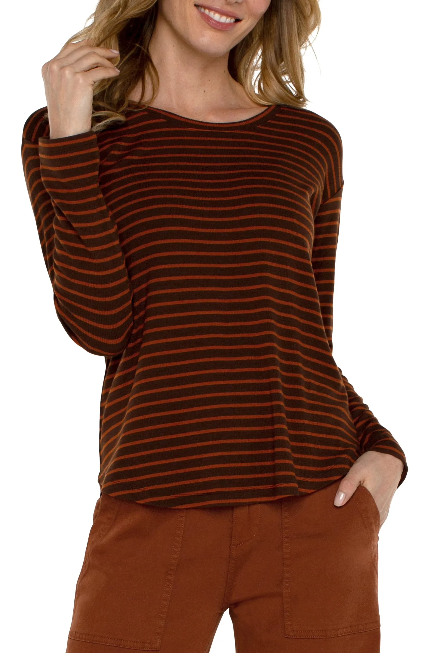 Tees-Liverpool Los Angeles LONG SLEEVE SCOOP NECK TOP Turmericstripe