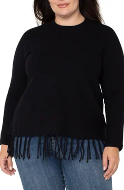 Tops-Liverpool Los Angeles LONG SLEEVE SEAMLESS SWEATER Black