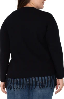 Tops-Liverpool Los Angeles LONG SLEEVE SEAMLESS SWEATER Black