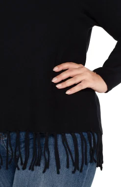 Tops-Liverpool Los Angeles LONG SLEEVE SEAMLESS SWEATER Black