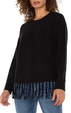 Sweaters-Liverpool Los Angeles LONG SLEEVE SEAMLESS SWEATER Black