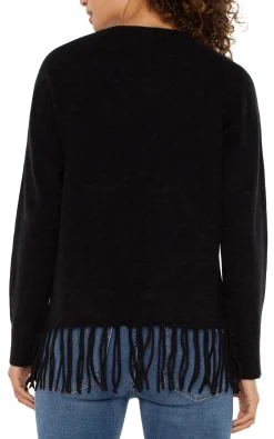 Sweaters-Liverpool Los Angeles LONG SLEEVE SEAMLESS SWEATER Black
