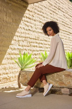 Tops-Liverpool Los Angeles LONG SLEEVE SHIRT WITH PLEAT BACK Cream