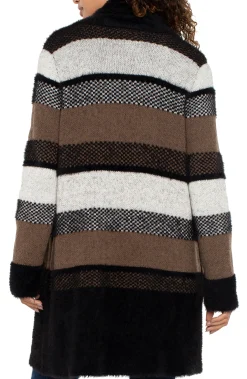 Coatigans-Liverpool Los Angeles LONG SLEEVE SWEATER COAT Blacktanmulticolorblock
