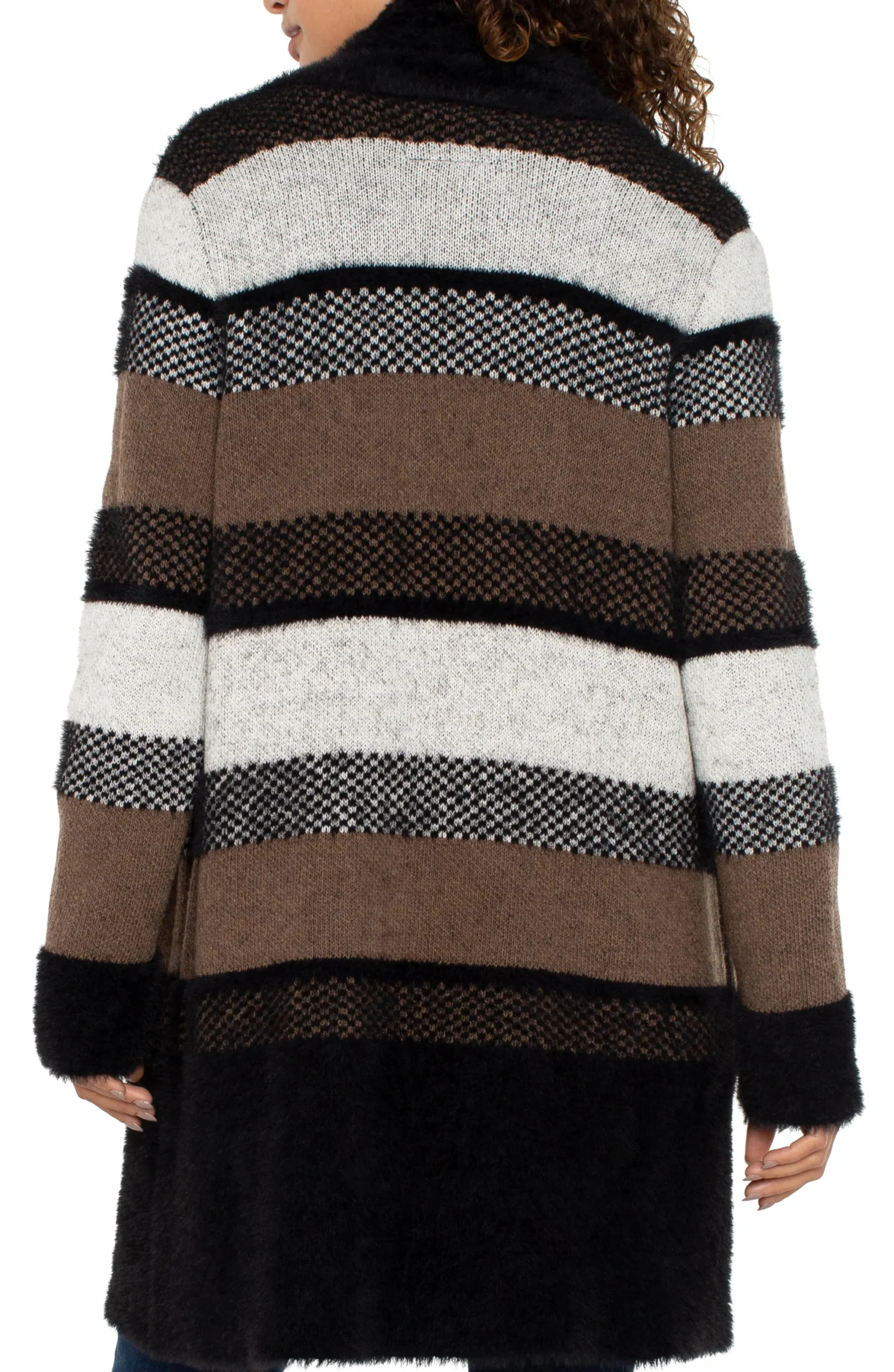 Coatigans-Liverpool Los Angeles LONG SLEEVE SWEATER COAT Blacktanmulticolorblock