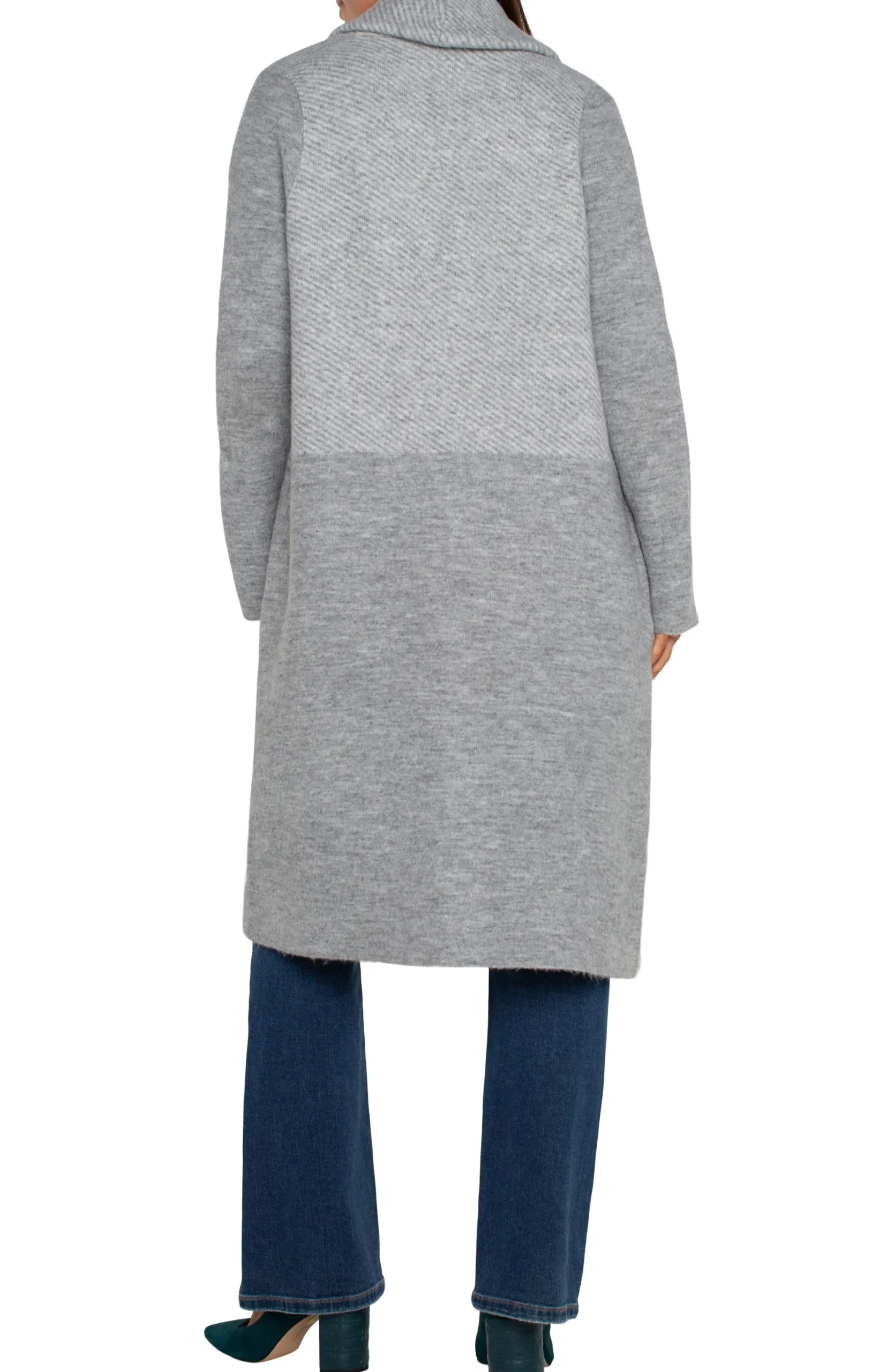 Coatigans-Liverpool Los Angeles LONG SLEEVE SWEATER COATIGAN Greypatternblock