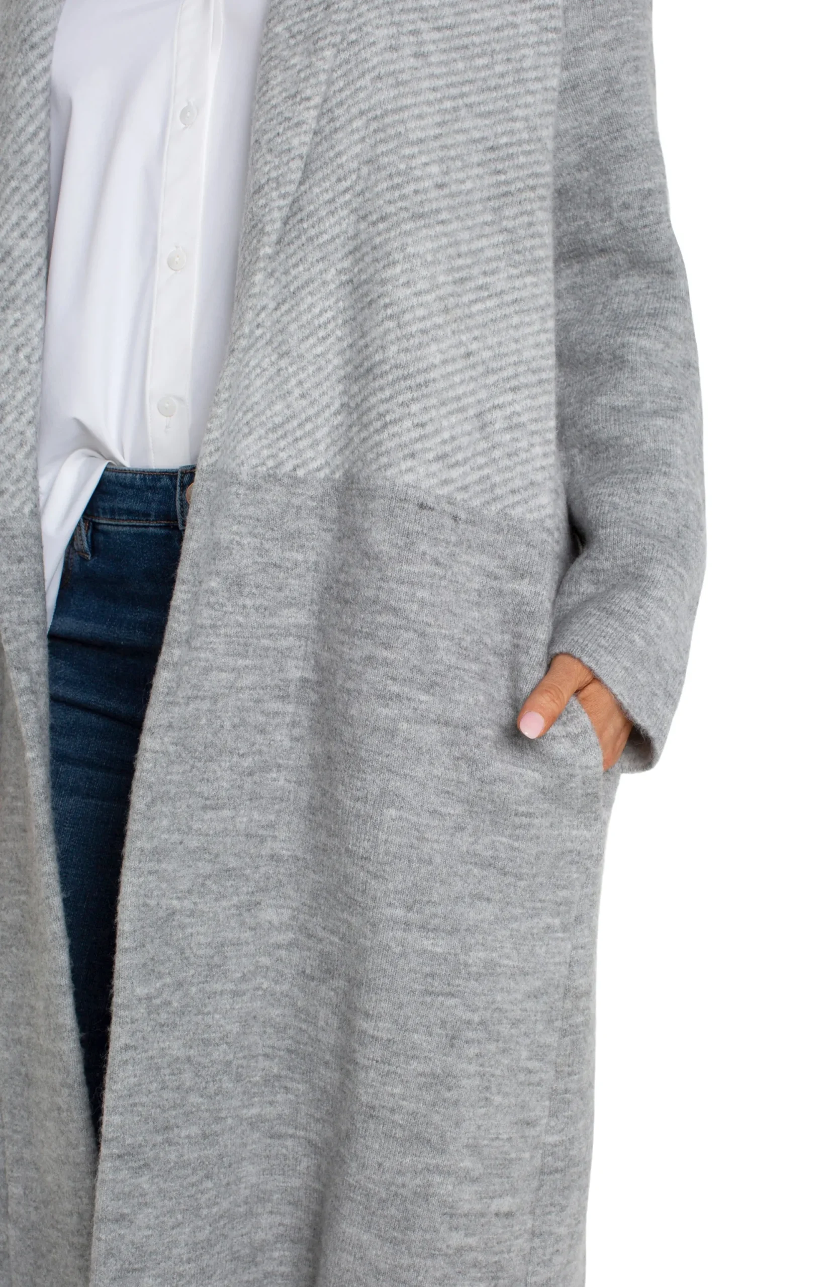 Coatigans-Liverpool Los Angeles LONG SLEEVE SWEATER COATIGAN Greypatternblock