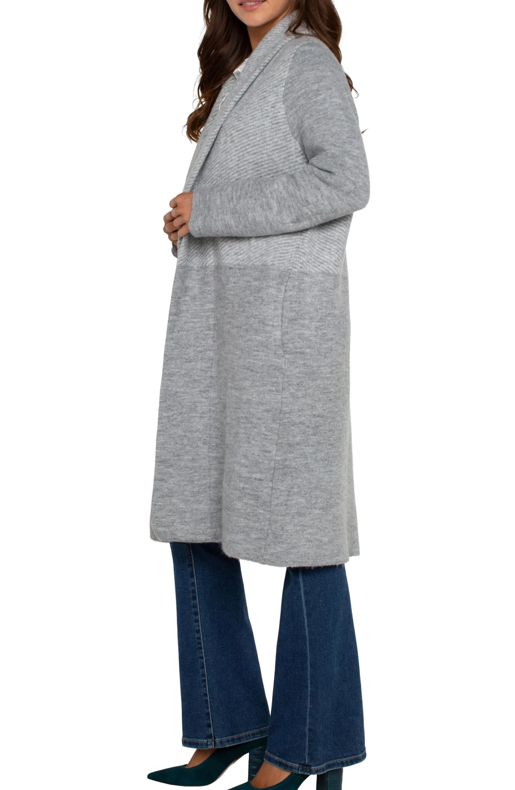 Coatigans-Liverpool Los Angeles LONG SLEEVE SWEATER COATIGAN Greypatternblock