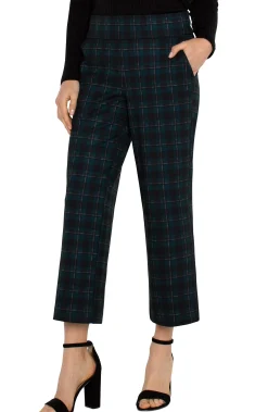 Pants|Knit Pull-On-Liverpool Los Angeles MABEL PULL-ON ANKLE STRAIGHT Darkforesttartanplaid