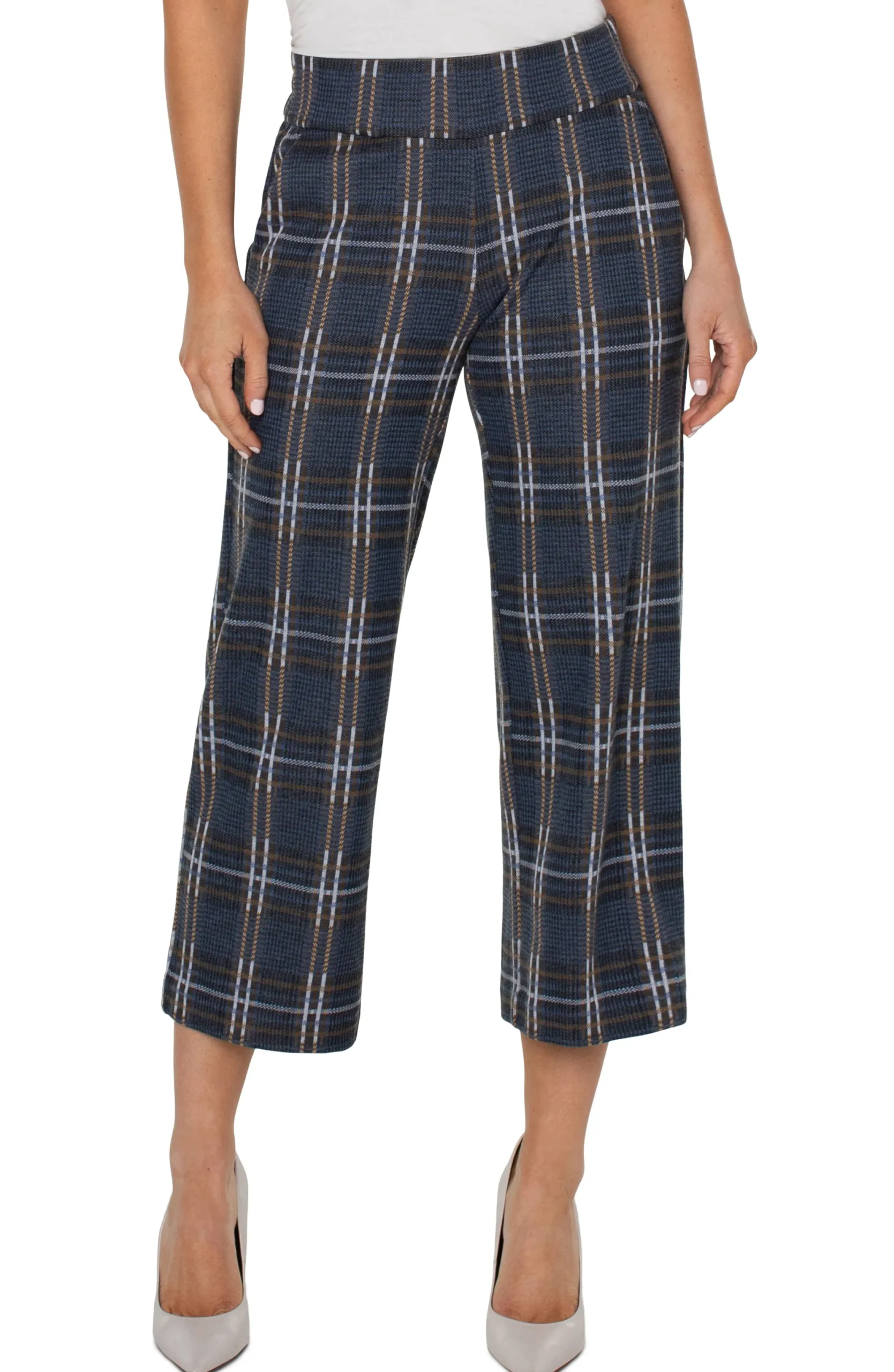 Knit Pull-On-Liverpool Los Angeles MABEL PULL-ON WIDE LEG Blackqueenblueplaid
