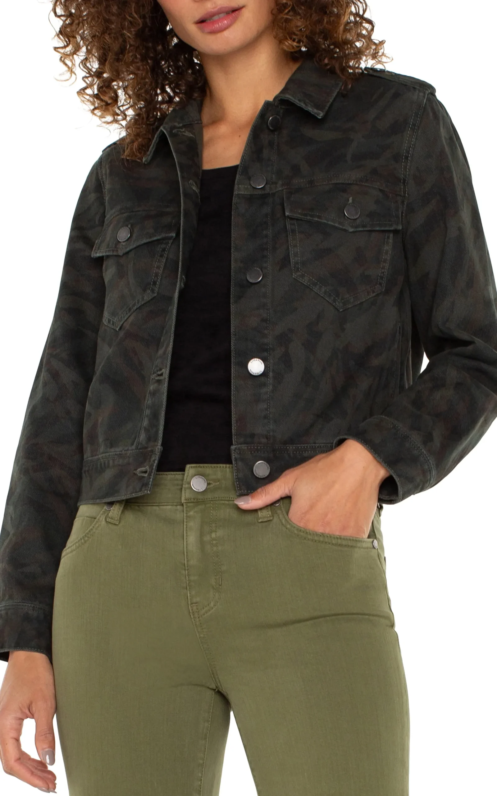 Jackets|Jackets-Liverpool Los Angeles MILITARY CROP JACKET Abstractcamo