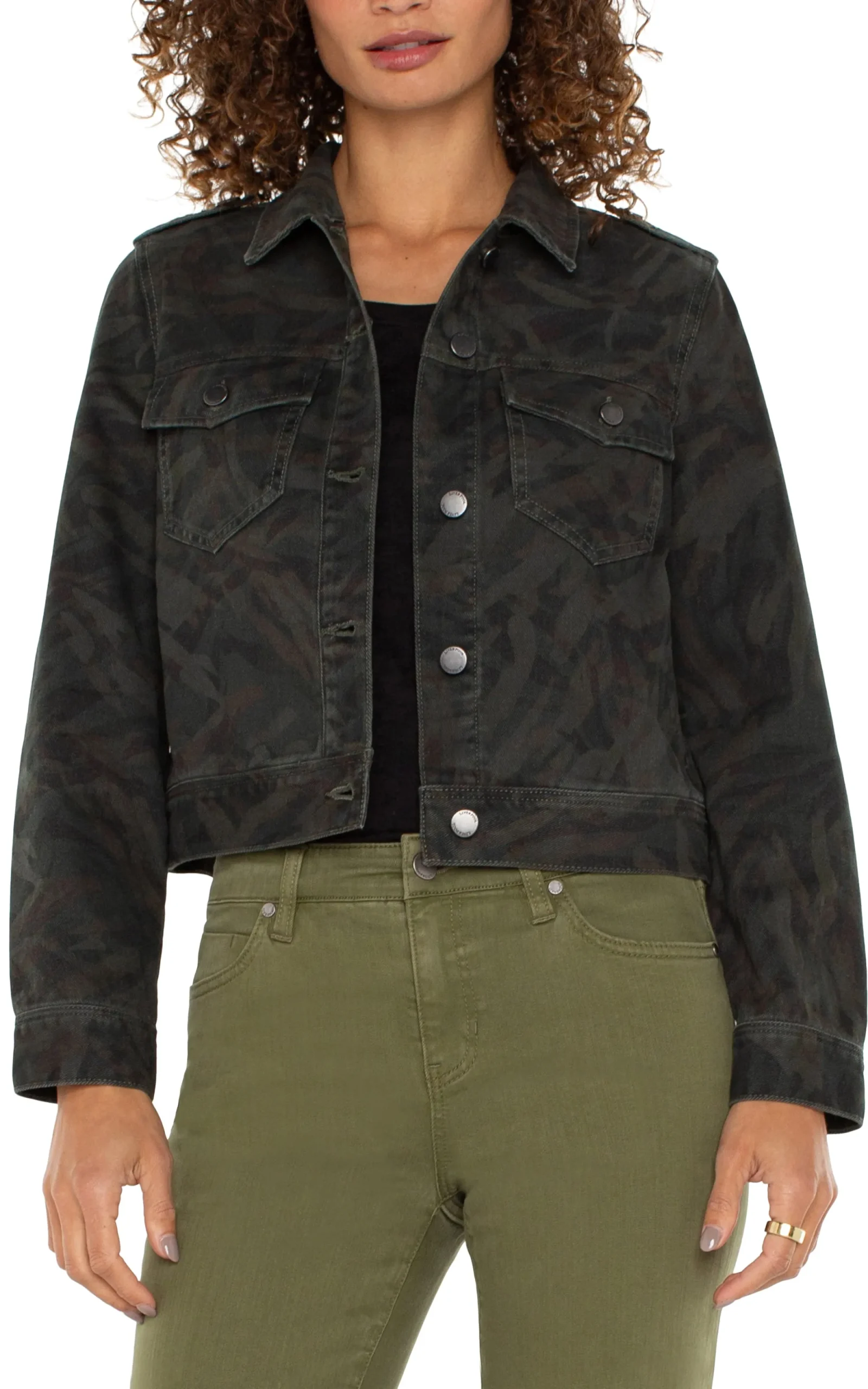 Jackets|Jackets-Liverpool Los Angeles MILITARY CROP JACKET Abstractcamo