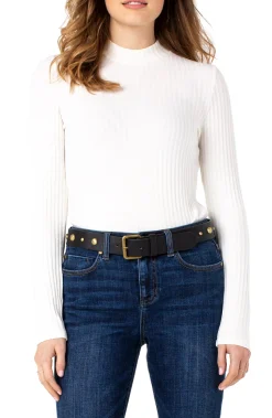 Tees-Liverpool Los Angeles MOCK NECK LONG SLEEVE KNIT TOP Snow