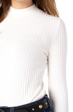 Tees-Liverpool Los Angeles MOCK NECK LONG SLEEVE KNIT TOP Snow