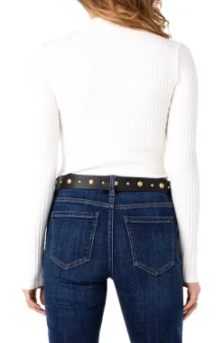 Tees-Liverpool Los Angeles MOCK NECK LONG SLEEVE KNIT TOP Snow