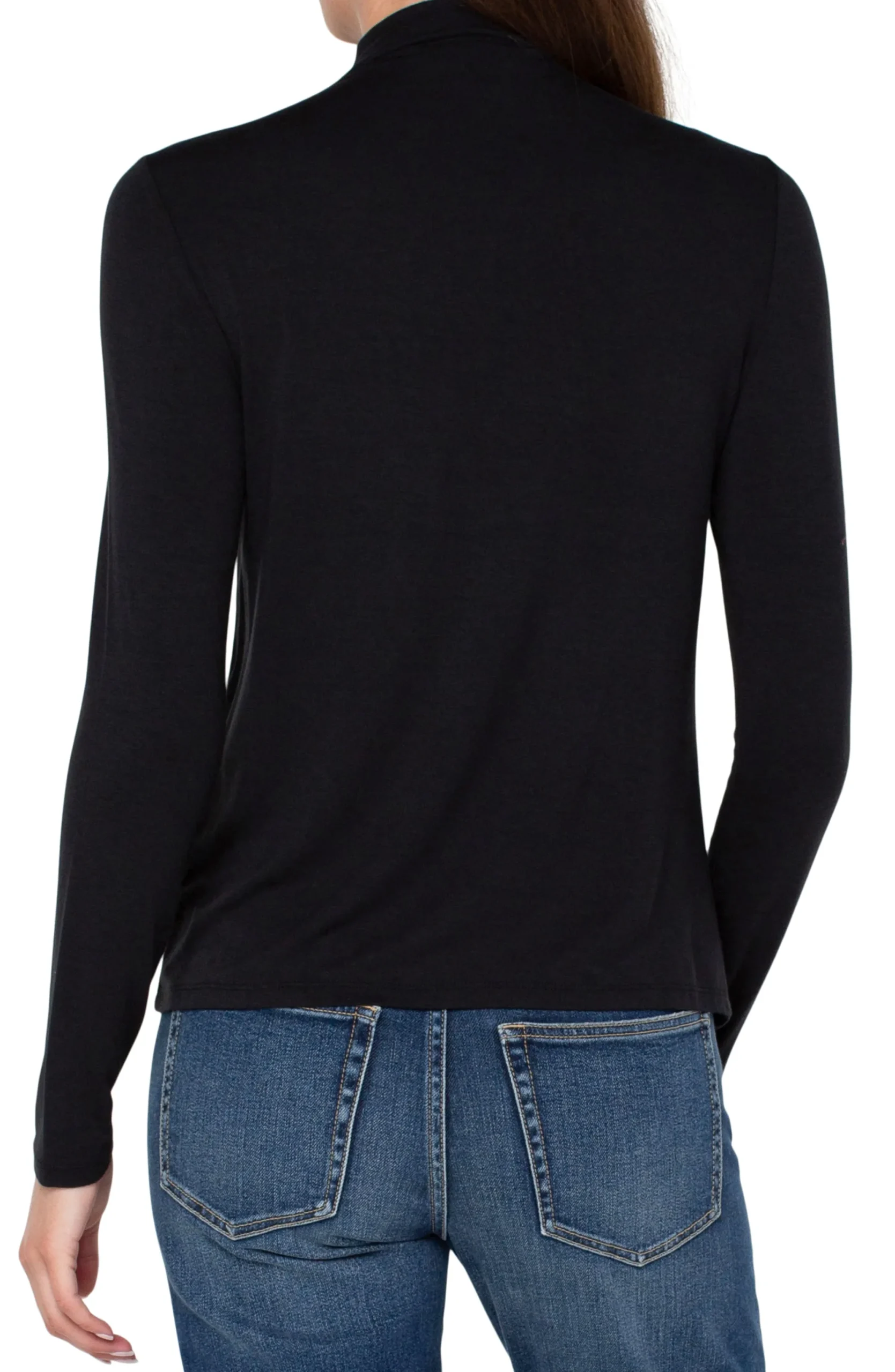 Tees-Liverpool Los Angeles MOCK NECK LONG SLEEVE KNIT TOP Black