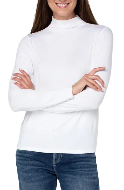 Tees-Liverpool Los Angeles MOCK NECK LONG SLEEVE KNIT TOP White