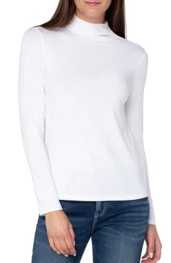 Tees-Liverpool Los Angeles MOCK NECK LONG SLEEVE KNIT TOP White