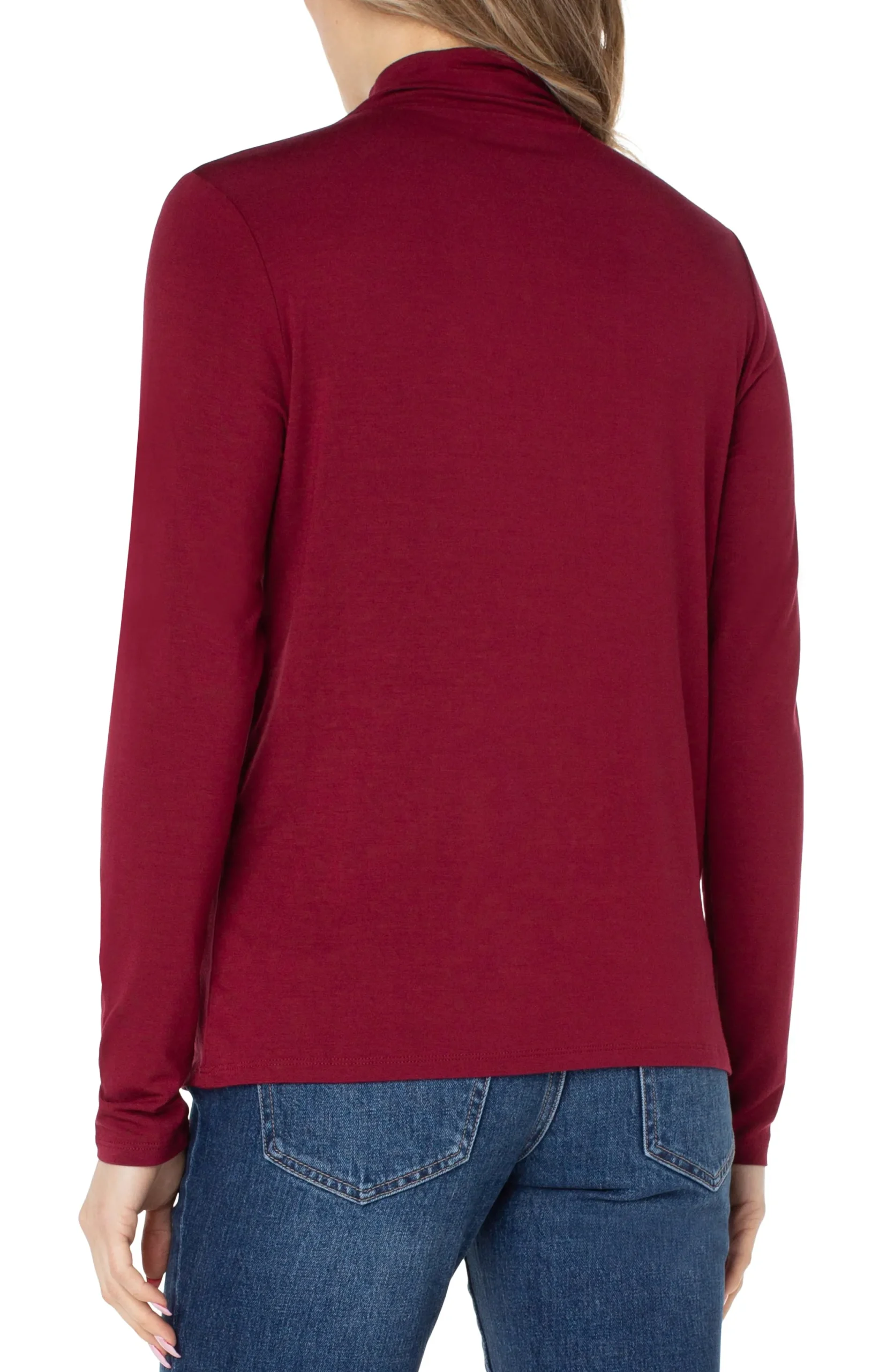 Tees-Liverpool Los Angeles MOCK NECK LONG SLEEVE KNIT TOP Redvelvet