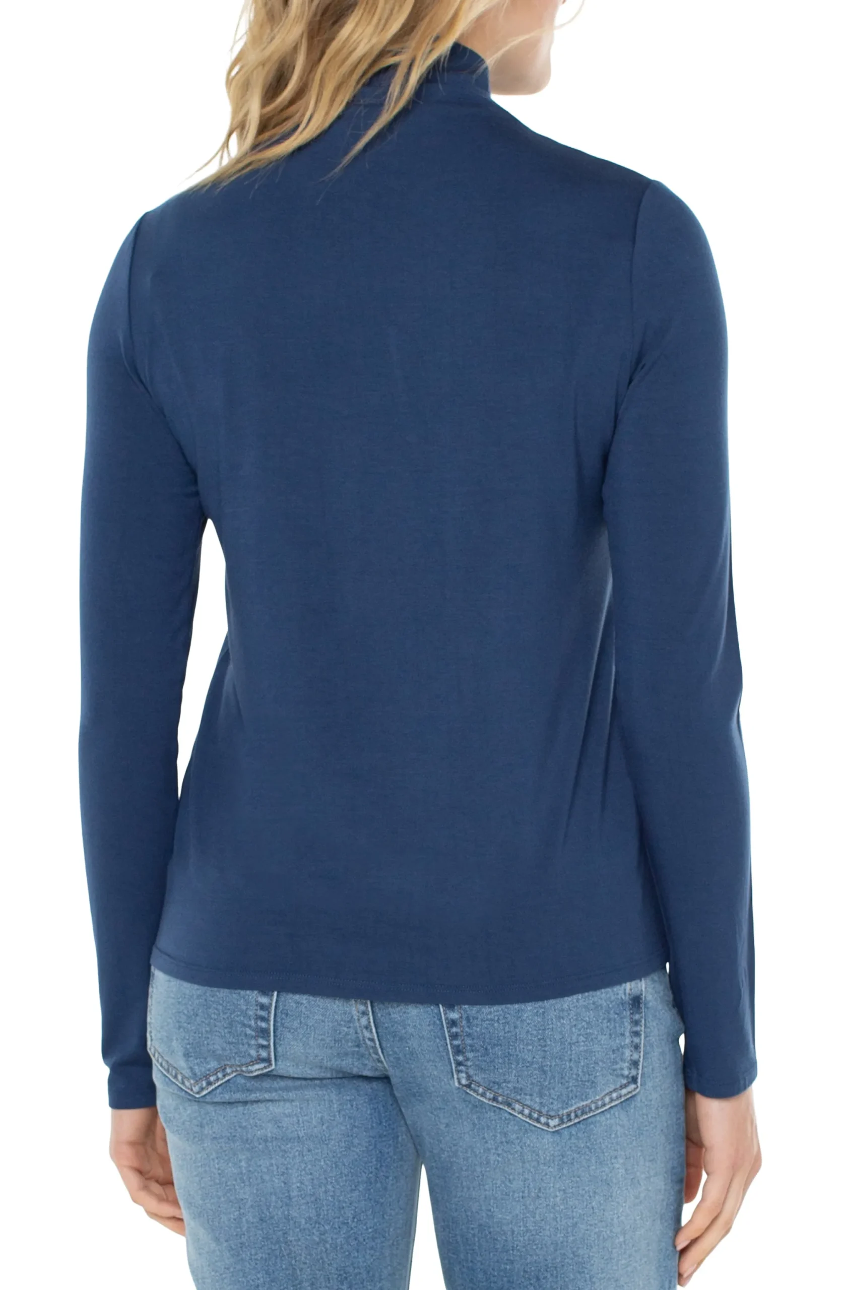 Tees-Liverpool Los Angeles MOCK NECK LONG SLEEVE KNIT TOP Nightskyblue