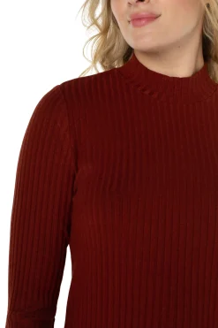 Tees-Liverpool Los Angeles MOCK NECK LONG SLEEVE KNIT TOP Deepcinnamon