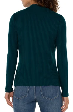 Tees-Liverpool Los Angeles MOCK NECK LONG SLEEVE KNIT TOP Darkforest