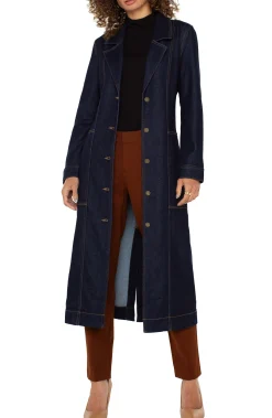 Jackets|Jackets-Liverpool Los Angeles NOTCH COLLAR DUSTER JACKET Indigorinsewash