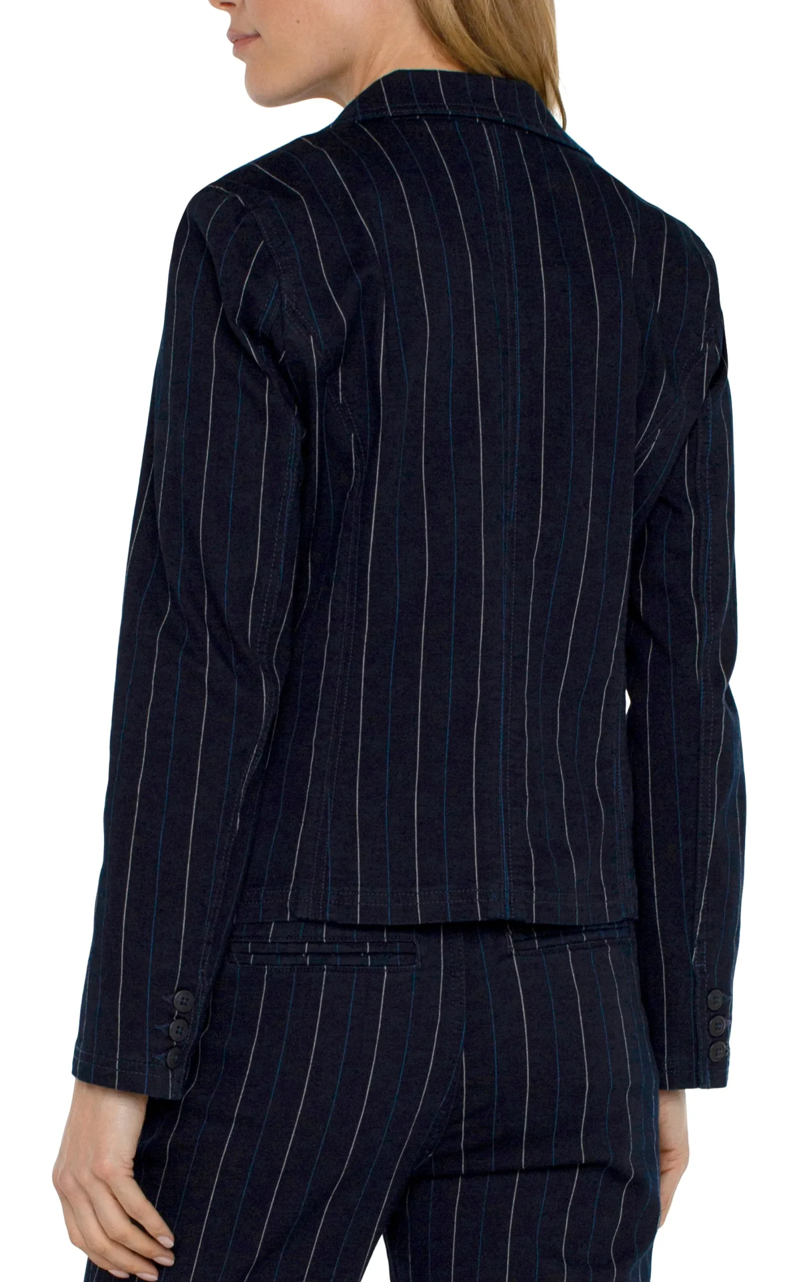 Jackets-Liverpool Los Angeles NOTCH COLLAR ONE BUTTON BLAZER Lapisindigostripe