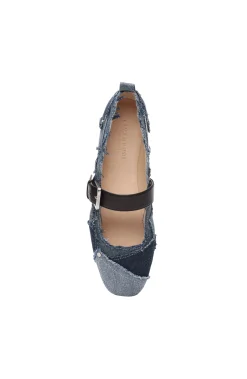 Flats-Liverpool Los Angeles OAKPARK PATCHWORK FRAYED DENIM BALLERINA FLAT Ltblueindigo