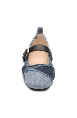 Flats-Liverpool Los Angeles OAKPARK PATCHWORK FRAYED DENIM BALLERINA FLAT Ltblueindigo