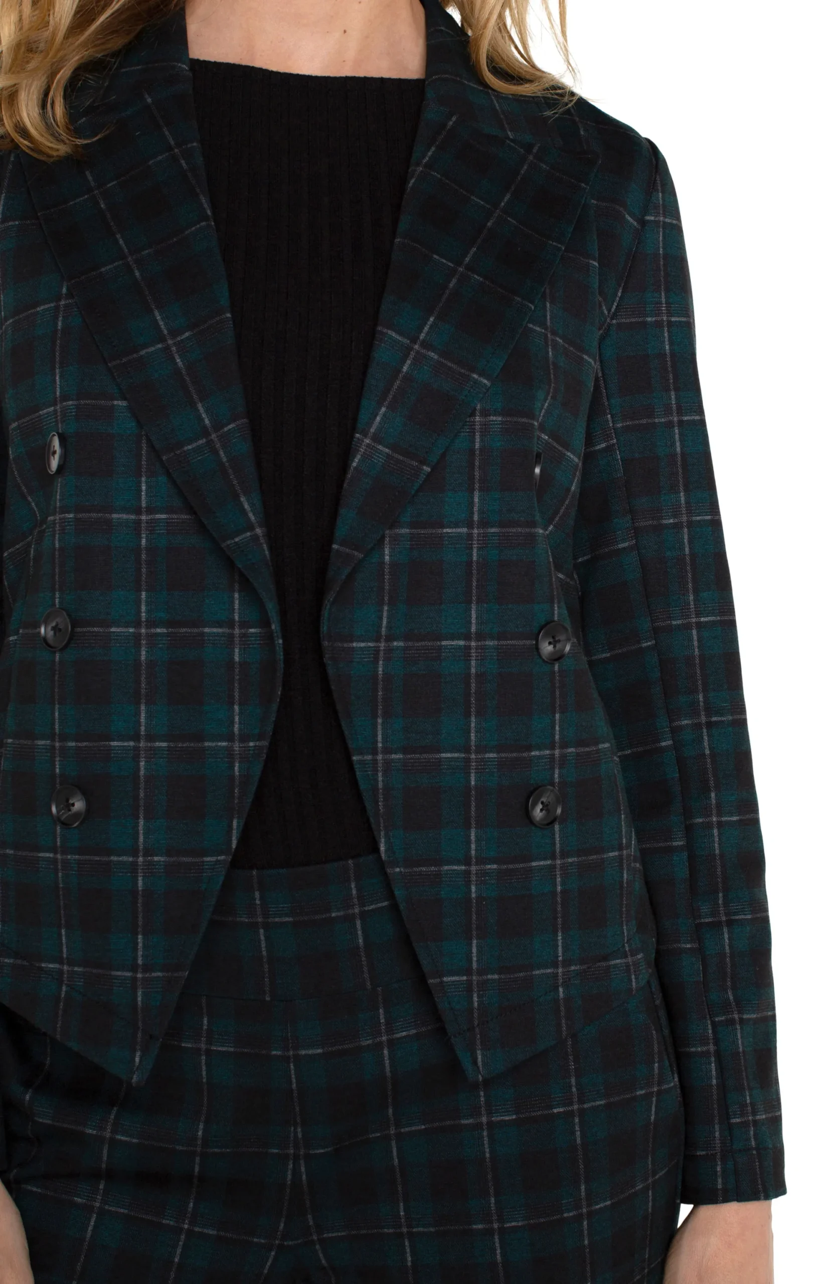Jackets-Liverpool Los Angeles OPEN FRONT BLAZER Darkforesttartanplaid