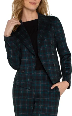 Jackets-Liverpool Los Angeles OPEN FRONT BLAZER Darkforesttartanplaid