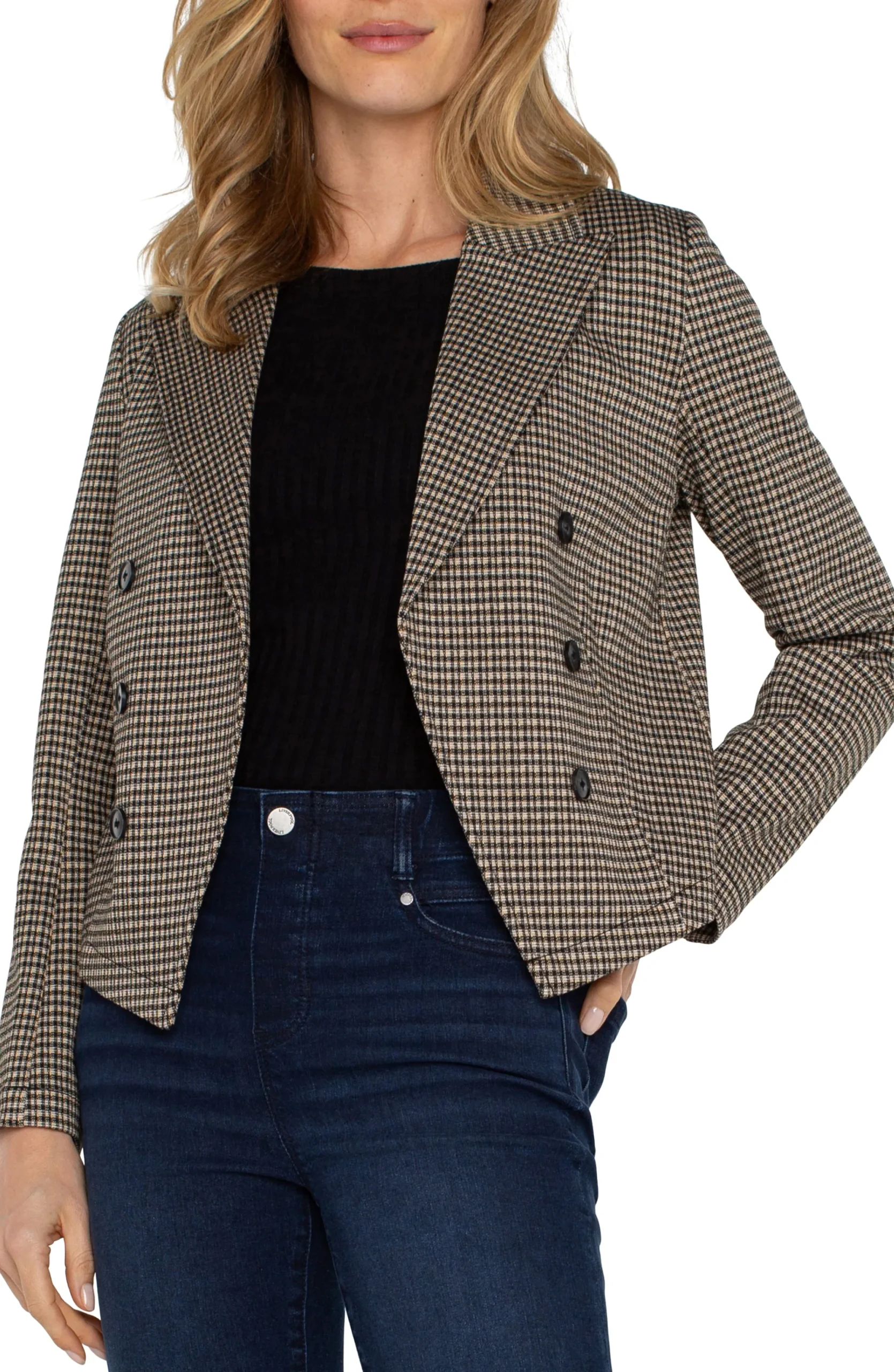 Jackets-Liverpool Los Angeles OPEN FRONT BLAZER Blacktancheck