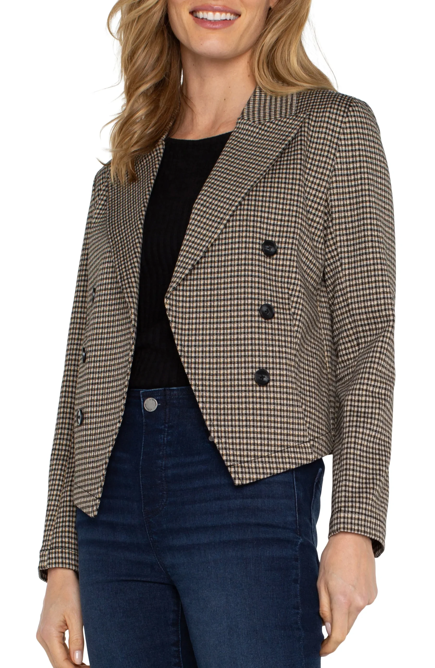 Jackets-Liverpool Los Angeles OPEN FRONT BLAZER Blacktancheck