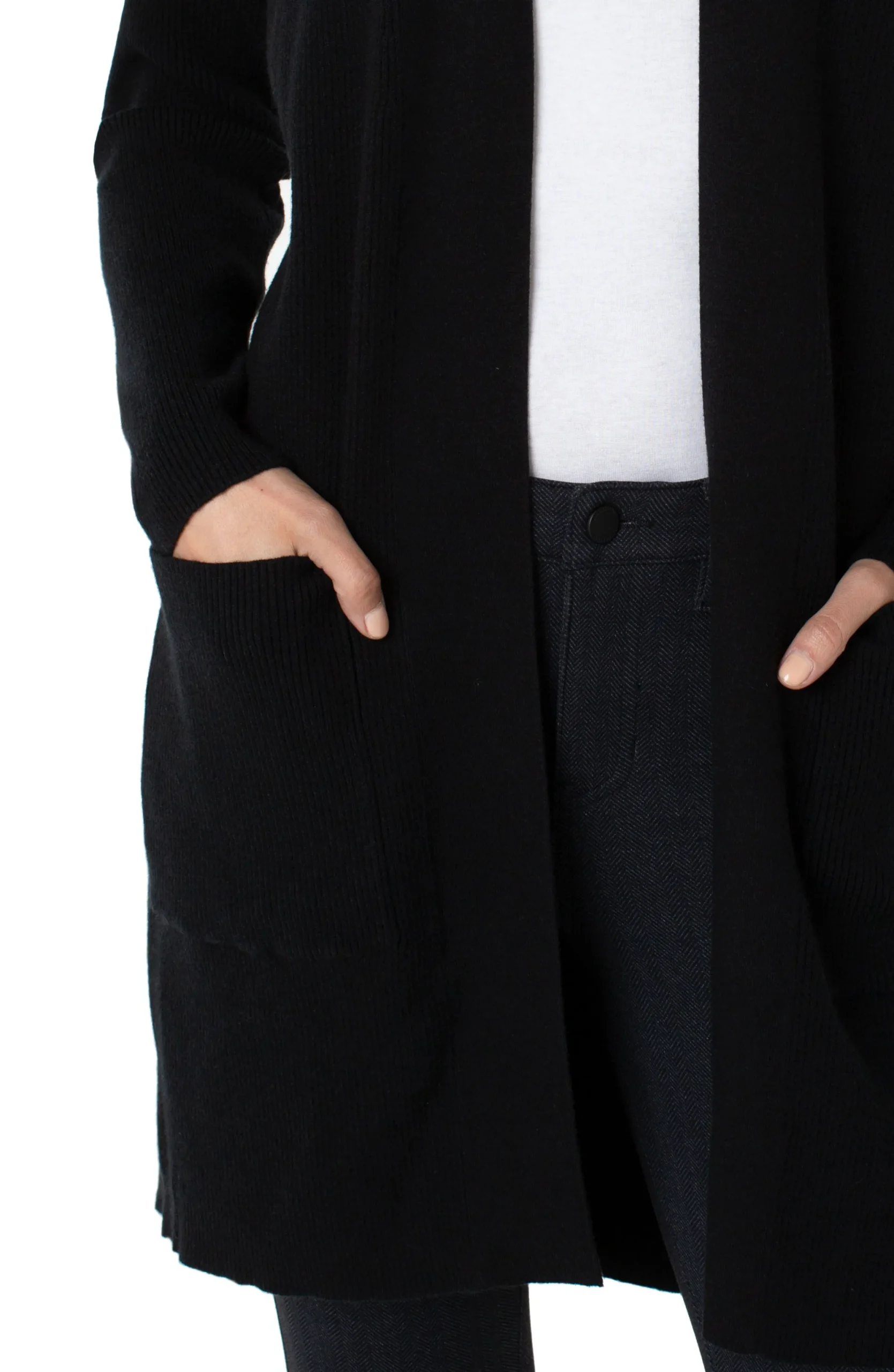 Sweaters-Liverpool Los Angeles OPEN FRONT CARDIGAN SWEATER Black