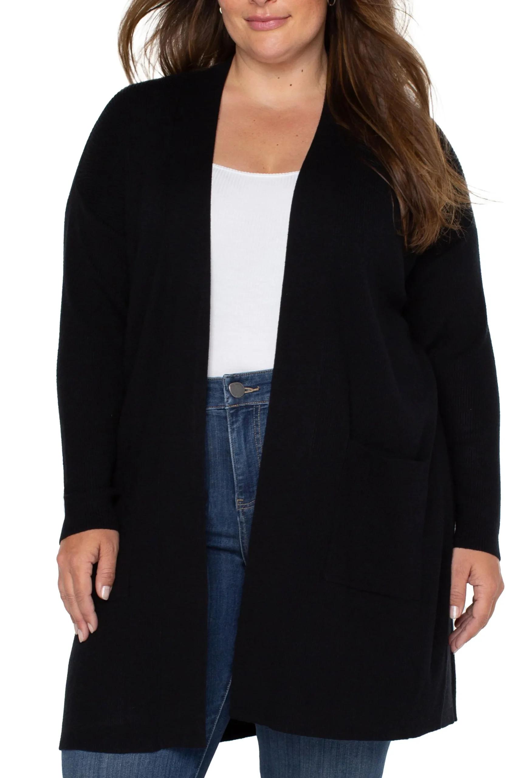 Jackets-Liverpool Los Angeles OPEN FRONT CARDIGAN SWEATER Black