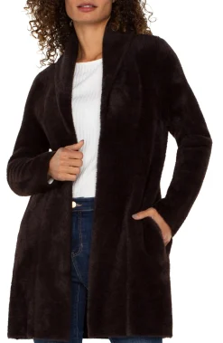 Coatigans-Liverpool Los Angeles OPEN FRONT COATIGAN SWEATER Mink