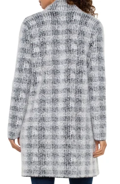 Coatigans-Liverpool Los Angeles OPEN FRONT COATIGAN SWEATER Greywhiteplaid