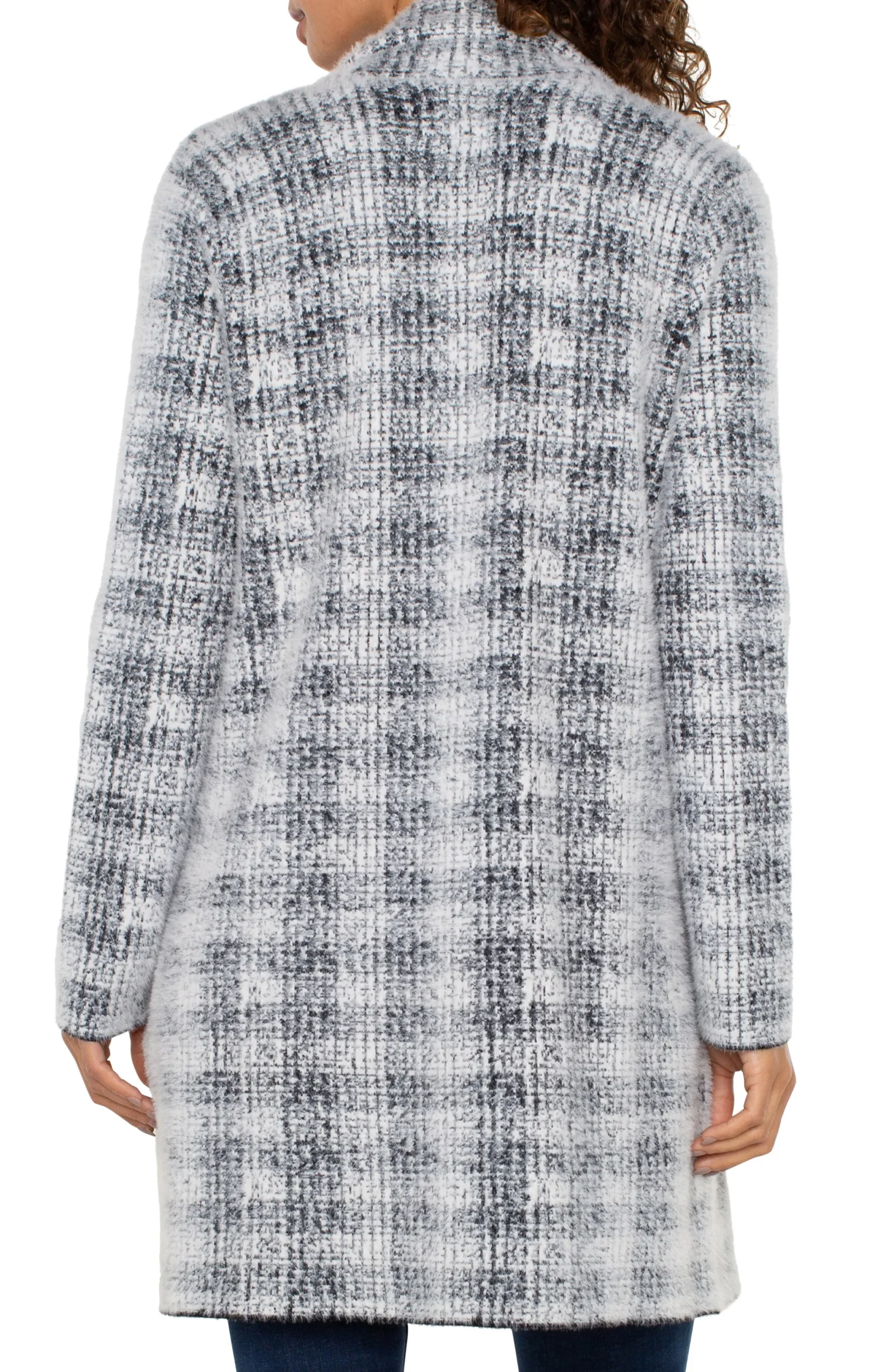 Coatigans-Liverpool Los Angeles OPEN FRONT COATIGAN SWEATER Greywhiteplaid