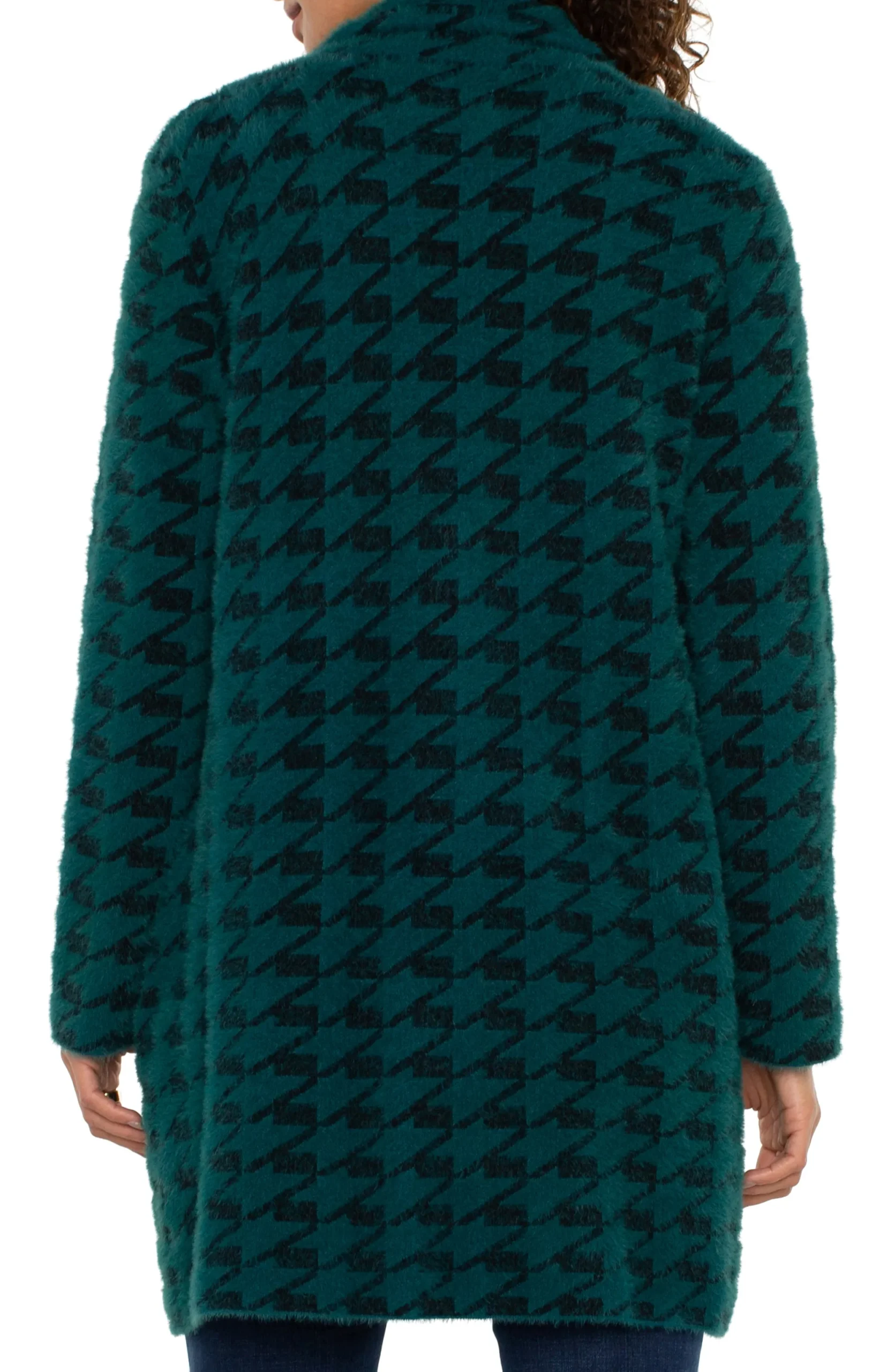 Coatigans-Liverpool Los Angeles OPEN FRONT COATIGAN SWEATER Darkforesthoundstooth