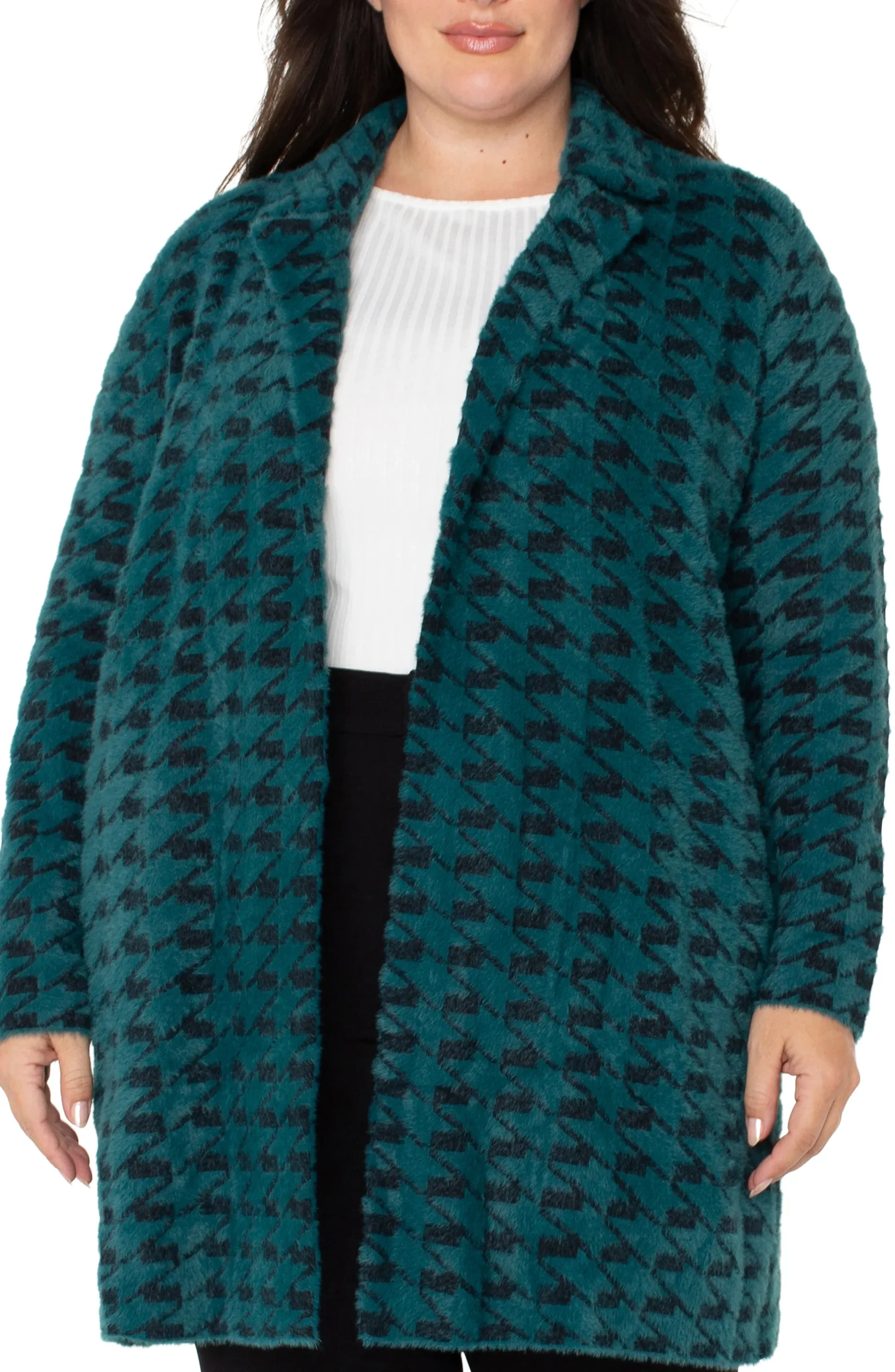 Jackets-Liverpool Los Angeles OPEN FRONT COATIGAN SWEATER Darkforesthoundstooth