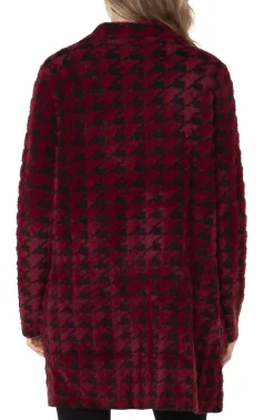 Coatigans-Liverpool Los Angeles OPEN FRONT COATIGAN SWEATER Burgundyblackhoundstooth