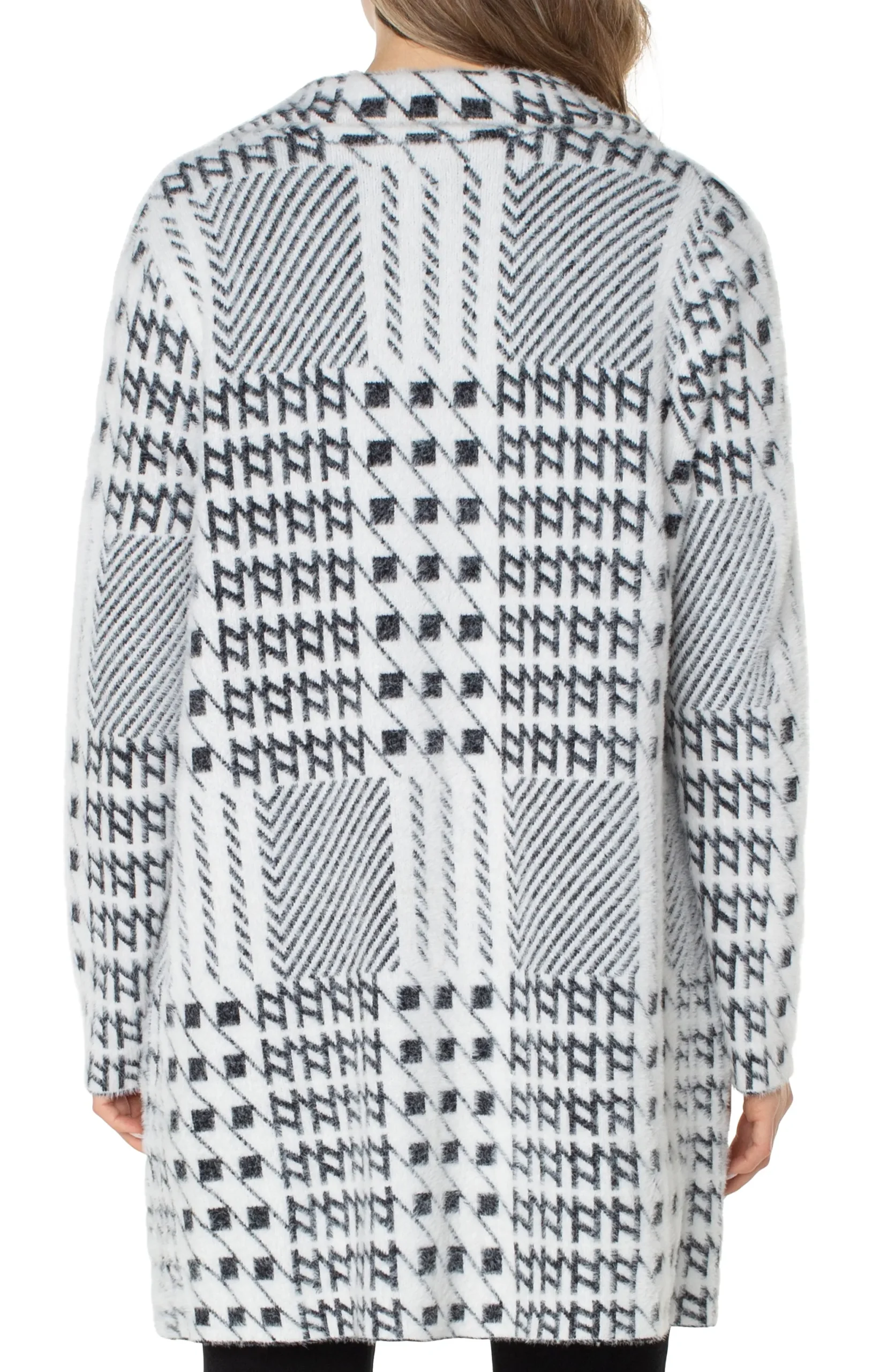 Coatigans-Liverpool Los Angeles OPEN FRONT COATIGAN SWEATER Blackwhitemixedplaid